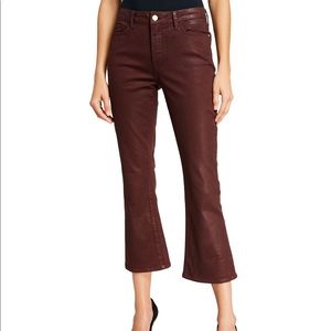 Frame Bordeaux Coated Le Cropped Mini Boot Jeans